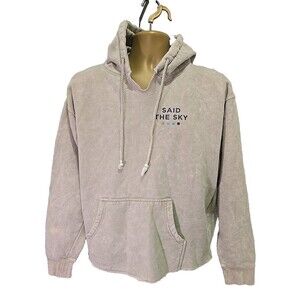 Beige Said The Sky Marble Hoodie Sweatshirt Med Band Sweater Cozy Unisex Raw Hem